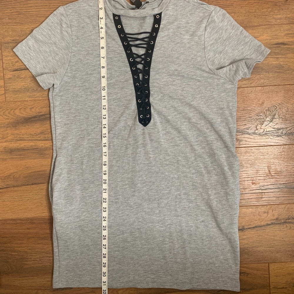 Forever 21 | Gray Lace Up T-shirt Dress size M - Picture 10 of 10